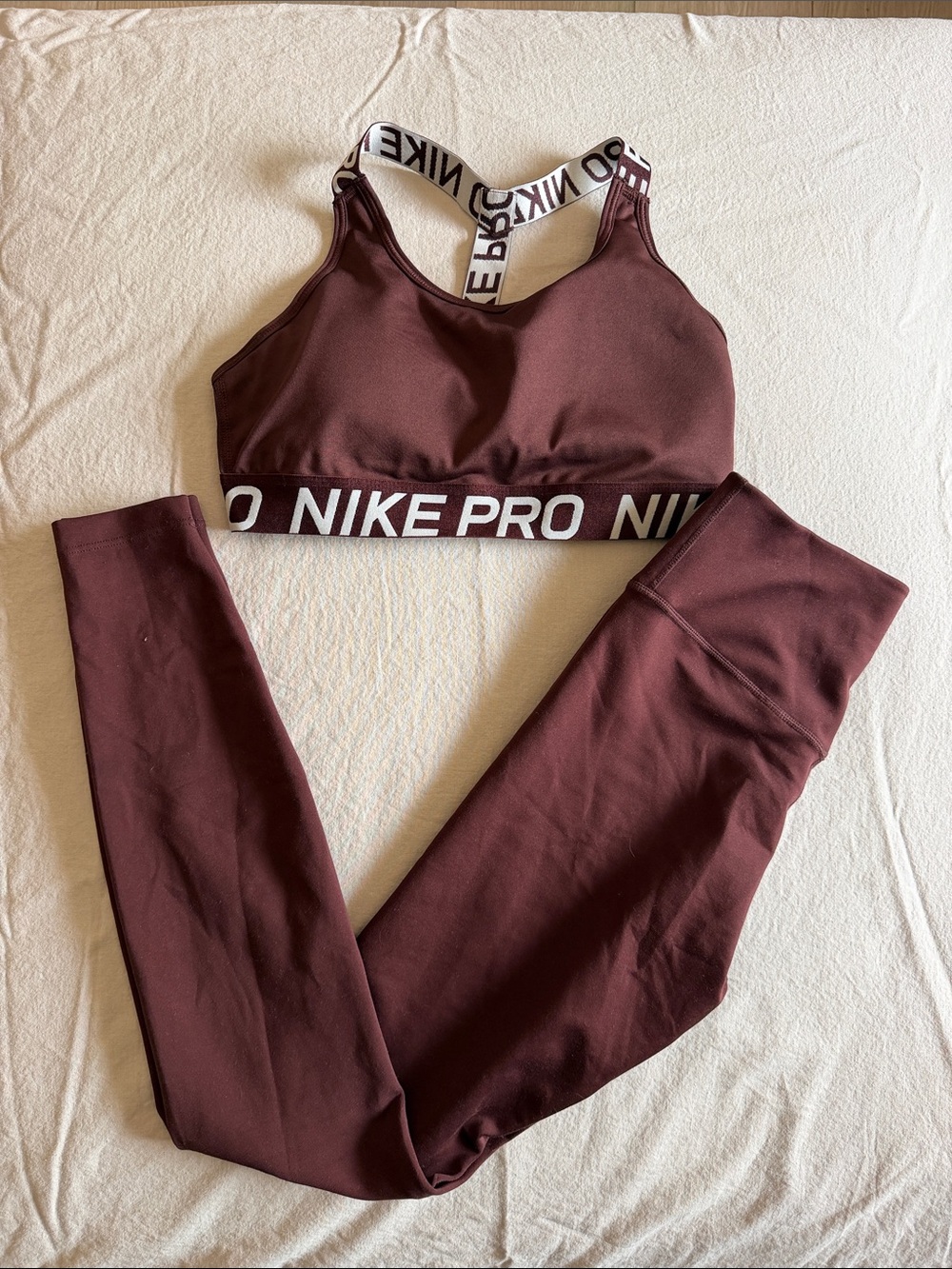 Nike Burgundy Nike Pro Sports Bra and Leggings Set